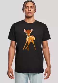 F4NT4STIC Футболка "Disney Bambi Classic", мужская, премиум-мерч, стандартного кроя, базовая, с принтом, черный