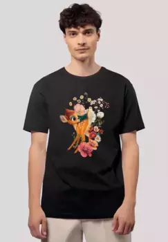 F4NT4STIC Футболка "Disney Bambi Meadow Flowers", премиум качество, черный