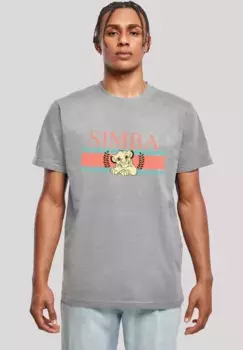 F4NT4STIC Футболка "Disney King Lion King Simba Stripes", принт, серый