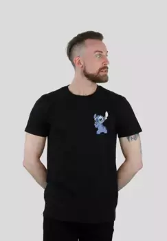 F4NT4STIC Футболка "Disney Lilo And Stitch", мужская, премиум-мерч, стандартного кроя, базовая, с принтом, черный
