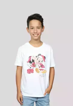 F4NT4STIC Футболка "Disney Mickey & Minnie Christmas", принт, белый