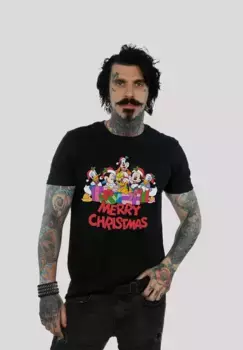 F4NT4STIC Футболка "Disney Mickey Mouse Merry Christmas", принт, черный