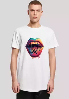 F4NT4STIC Футболка "Drooling Lips LONG TEE", принт, белый