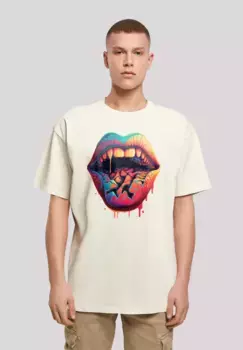F4NT4STIC Футболка "Drooling Lips OVERSIZE TEE", принт, цвет Sand