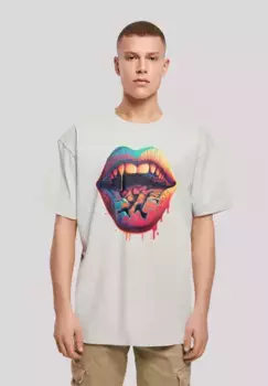 F4NT4STIC Футболка "Drooling Lips OVERSIZE TEE", принт, цвет Lightasphalt