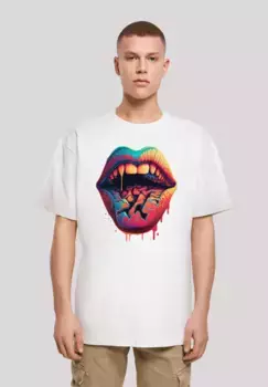 F4NT4STIC Футболка "Drooling Lips OVERSIZE TEE", принт, белый