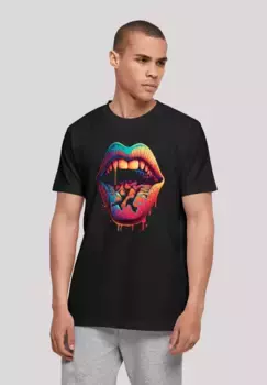 F4NT4STIC Футболка "Drooling Lips TEE UNISEX", принт, черный