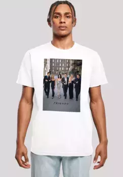 F4NT4STIC Футболка "FRIENDS TV Series Flowers", мужская, премиум-мерч, стандартного кроя, базовая, с принтом, белый