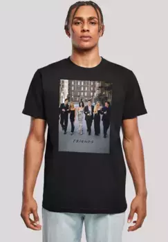 F4NT4STIC Футболка "FRIENDS TV Series Flowers", мужская, премиум-мерч, стандартного кроя, базовая, с принтом, черный