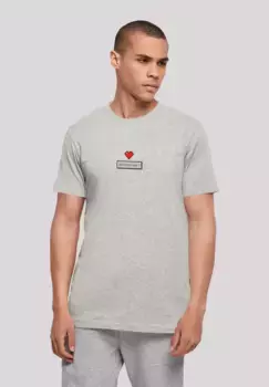F4NT4STIC Футболка "Happy New Year Pixel Heart", принт, серый