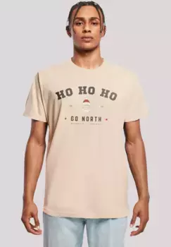 F4NT4STIC Футболка "Ho Ho Ho Santa Claus Christmas", Рождество, подарок, логотип, цвет Sand