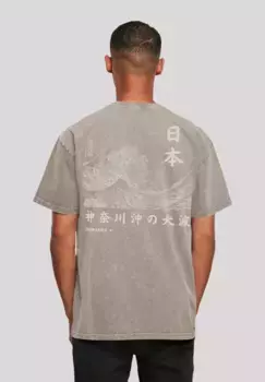 F4NT4STIC Футболка "Kanagawa Wave", принт, цвет Asphalt
