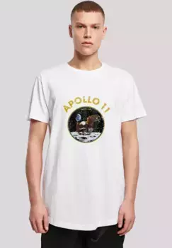 F4NT4STIC Футболка "NASA Classic Moon Landing White", мужская, премиум-мерч, длинная длинная рубашка, с принтом, белый