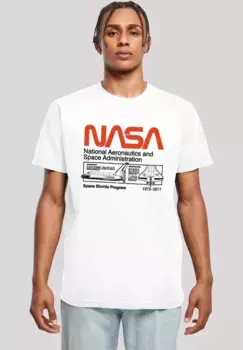 F4NT4STIC Футболка "NASA Classic Space Shuttle White", мужская, премиум-мерч, стандартного кроя, базовая, с принтом, белый