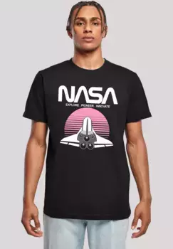 F4NT4STIC Футболка "NASA Space Shuttle Sunset", мужская, премиум-мерч, стандартного кроя, базовая, с принтом, черный