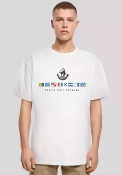 F4NT4STIC Футболка "Оверсайз-футболка Sailing Flags Knut & Jan Hamburg", принт, белый
