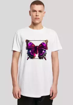 F4NT4STIC Футболка "Pink Butterfly LONG TEE", принт, белый