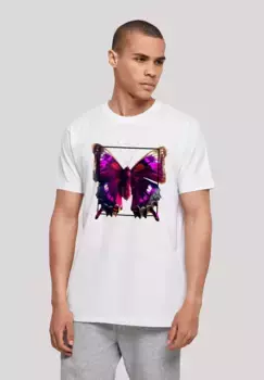 F4NT4STIC Футболка "Pink Butterfly TEE UNISEX", принт, белый