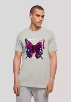 F4NT4STIC Футболка "Pink Butterfly TEE UNISEX", принт, серый