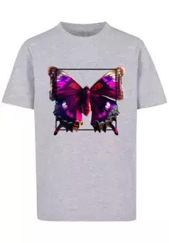 F4NT4STIC Футболка "Pink Butterfly TEE UNISEX", принт, серый