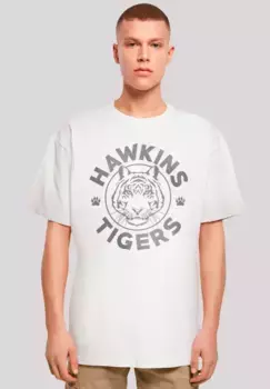 F4NT4STIC Футболка "Stranger Things Hawkins Grey Tiger", премиум качество, белый