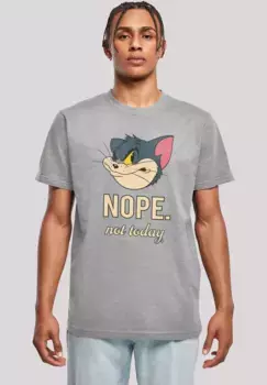 F4NT4STIC Футболка "Tom and Jerry Nope Not Today", мужская, премиум-мерч, стандартного кроя, базовая, с принтом, серый