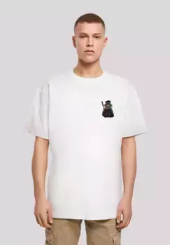 F4NT4STIC Футболка "Wizard Cat OVERSIZE TEE", принт, белый
