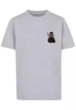 F4NT4STIC Футболка "Wizard Cat UNISEX TEE", принт, серый