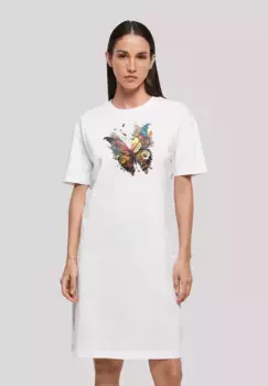F4NT4STIC Платье-рубашка "Butterfly Colorful", принт, белый