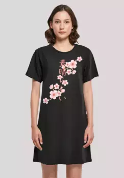 F4NT4STIC Платье-рубашка "Вишневое платье Asia T-shirt Dress", принт, черный