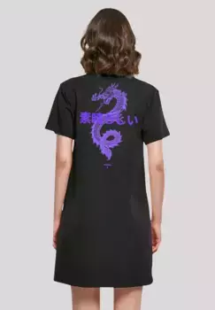 F4NT4STIC Платье-рубашка "Женское платье-футболка Dragon Japan", принт, черный