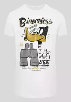 F4NT4STIC Рубашка с коротким рукавом "F4NT4STIC Мужской бинокль Daffy Duck -Белый с фигурной длинной футболкой", белый