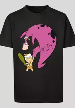 F4NT4STIC рубашка с короткими рукавами "F4NT4STIC Kids Bamm Bamm And Dino с детской базовой футболкой", черный