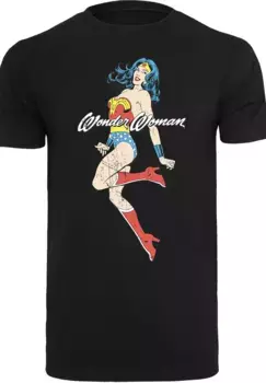 F4NT4STIC рубашка с короткими рукавами "F4NT4STIC Мужская Wonder Woman Jump with T-Shirt Round Neck", черный