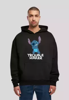 F4NT4STIC Толстовка "Disney Lilo & Stitch Trouble Maker Hooded Sweater", премиум качество, черный