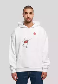 F4NT4STIC Толстовка "Disney Winnie The Pooh & Balloon", мужская, премиум-мерч, оверсайз, худи, с принтом, белый