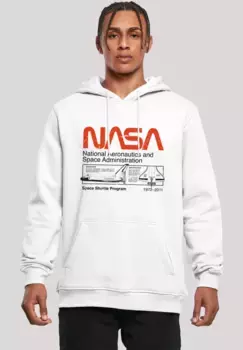 F4NT4STIC Толстовка "NASA Classic Space Shuttle White", мужская, премиум-мерч, приталенный крой, толстовка с принтом, белый