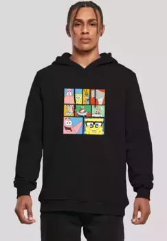 F4NT4STIC Толстовка "Spongebob Squarepants Collage", мужская, премиум-мерч, приталенный крой, худи, с принтом, черный