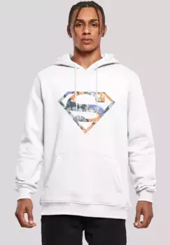 F4NT4STIC Толстовка "Толстовка DC Comics Superman Floral Logo Superhero", мужская, премиум-мерч, приталенный крой, толстовка с принтом, белый