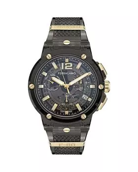 F-80 Translucent Chronograph, 44 мм FERRAGAMO, черный