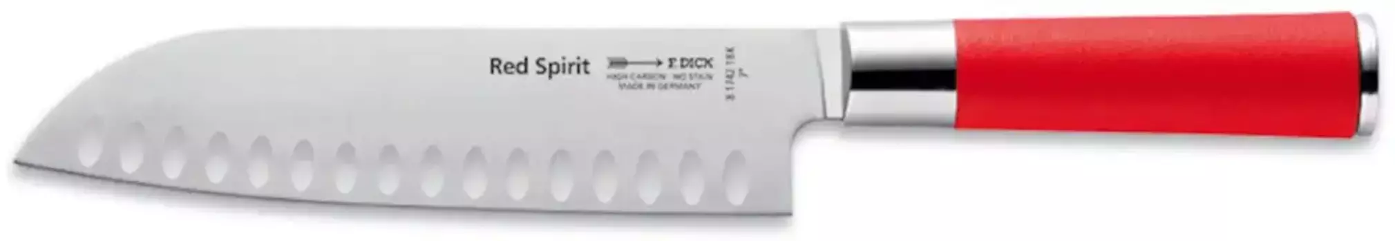 F. DICK Нож Сантоку "Red Spirit", (1 шт.), 18 см, зубчатый срез Длина клинка 18 см., цвет edelstahlfarben