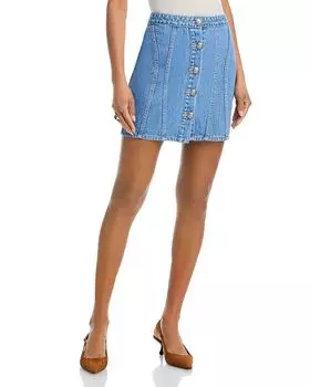 Фья Мини-юбка с пуговицами и швами L'AGENCE, синий