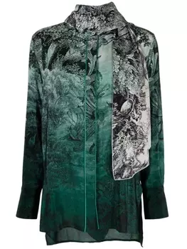 F.R.S For Restless Sleepers шелковая блузка с графичным принтом, зеленый