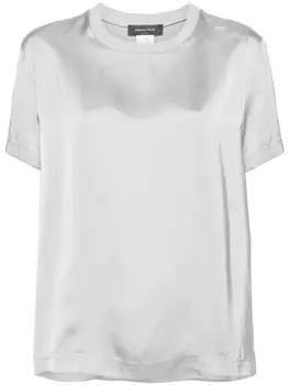 Fabiana Filippi атласная блузка с контрастным воротником, серый