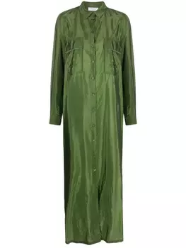 Fabiana Filippi атласное платье-рубашка длины макси, зеленый