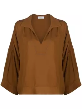 Fabiana Filippi блузка с V-образным вырезом и длинными рукавами, коричневый