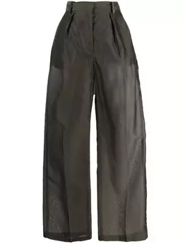 Fabiana Filippi брюки свободного кроя с прозрачными штанинами, зеленый