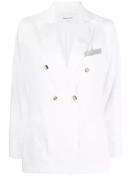 Fabiana Filippi двубортный блейзер с эффектом металлик, белый