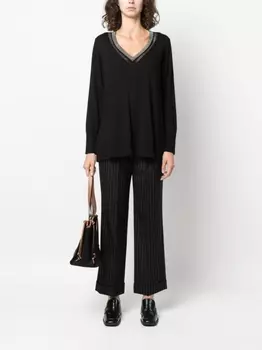 Fabiana Filippi джемпер из смесового кашемира с V-образным вырезом, черный