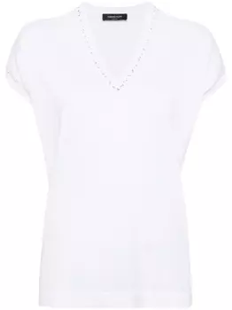 Fabiana Filippi джемпер с короткими рукавами и пайетками, белый